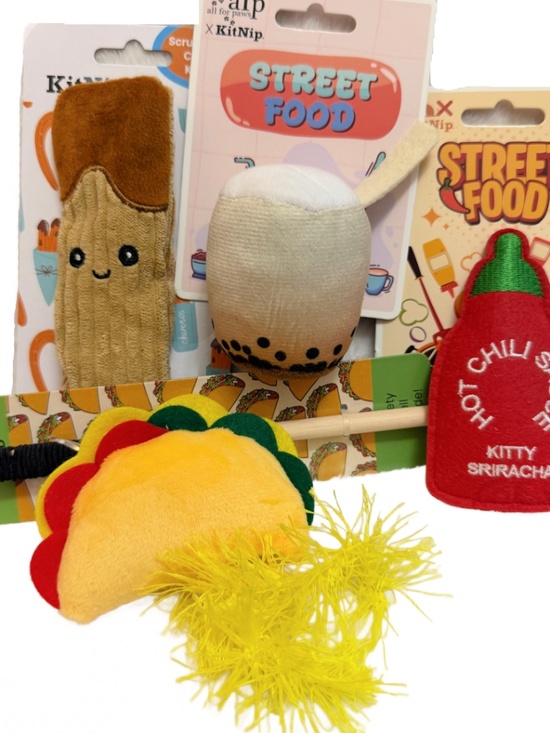 KitNip Kitty Cat STREET FOOD Interactive Wand Catnip Plush New Lot of 4 Cat Toys - Picture 1 of 16